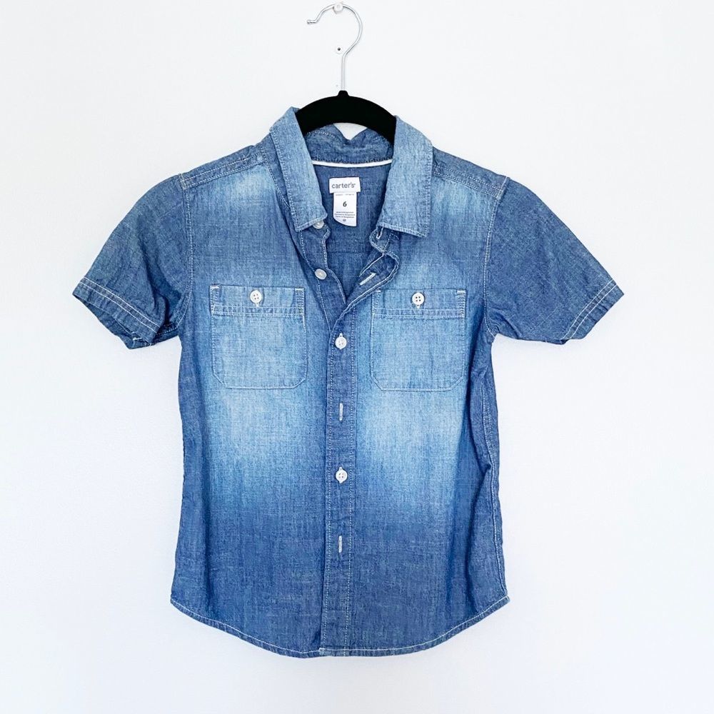 3 for $25 / CARTERS DENIM LOOK BUTTON DOWN SHIRT